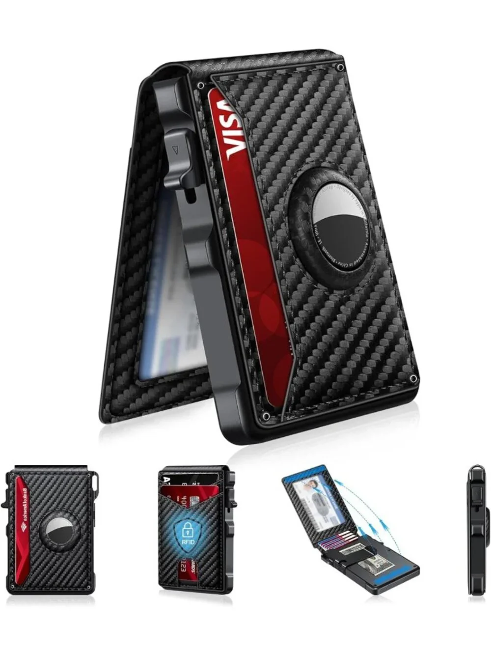 Minimalist RFID Blocking Wallet for Men, Bifold Aluminum Card Holder, 12+ Cards
